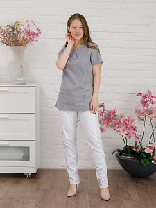 Брюки медицинские жен. Белые М-302 ткань Элит-145